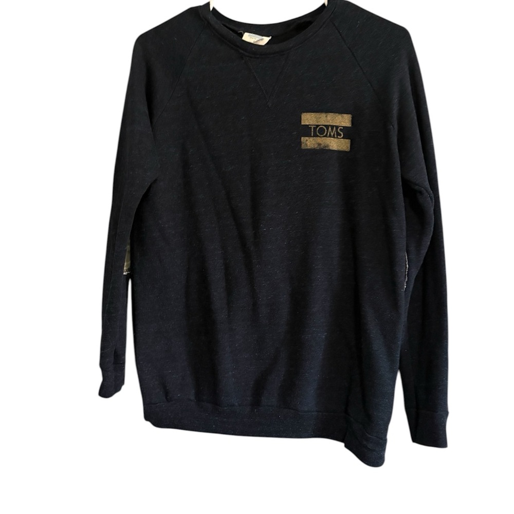 TOMS women Blue dark Crewneck Sweatshirt with Gold Logo Bars